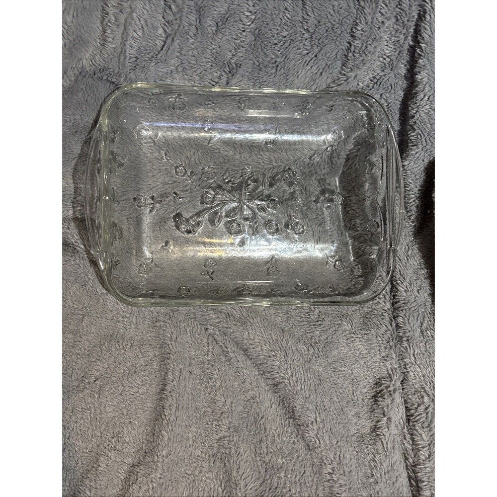Anchor Hocking Savannah Pattern Clear Floral Glass Baking Dish Casserole 9 x 13